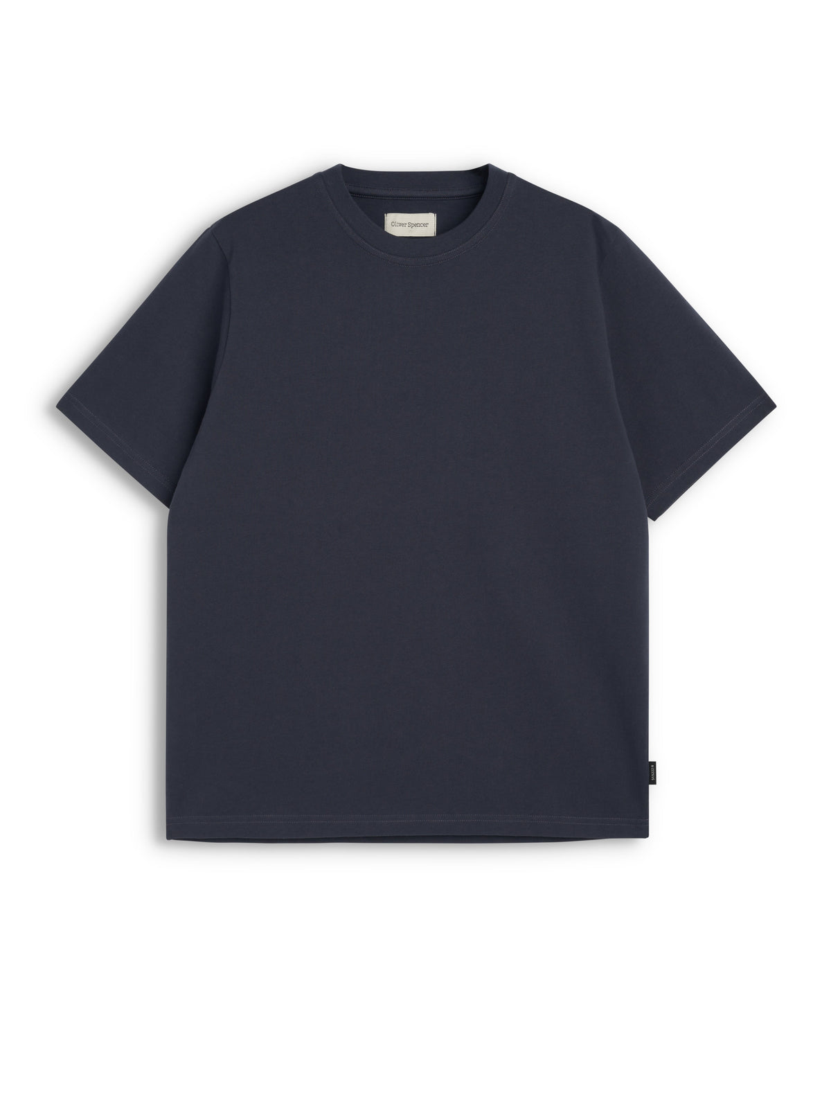 Navy Organic Cotton T-Shirt with Curved Hem and Heavier Weight for Autumn