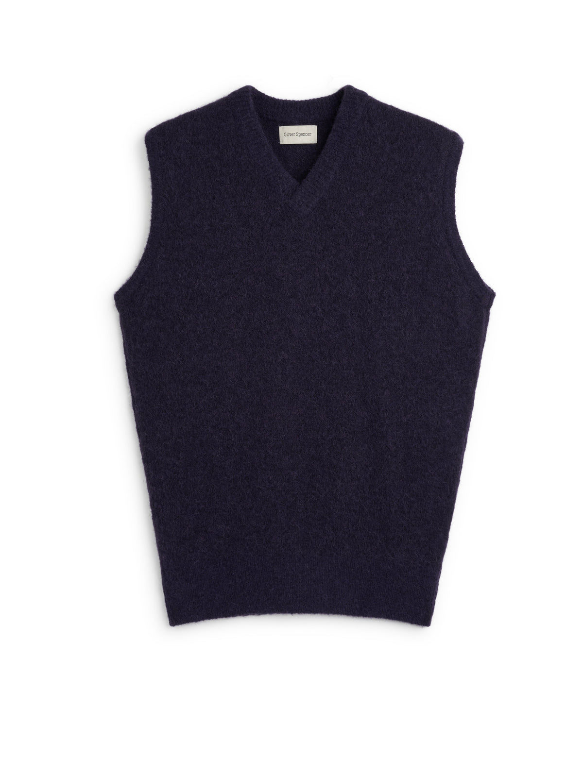 Purple V-Neck Sleeveless Knit Vest with Alpaca Wool Blend
