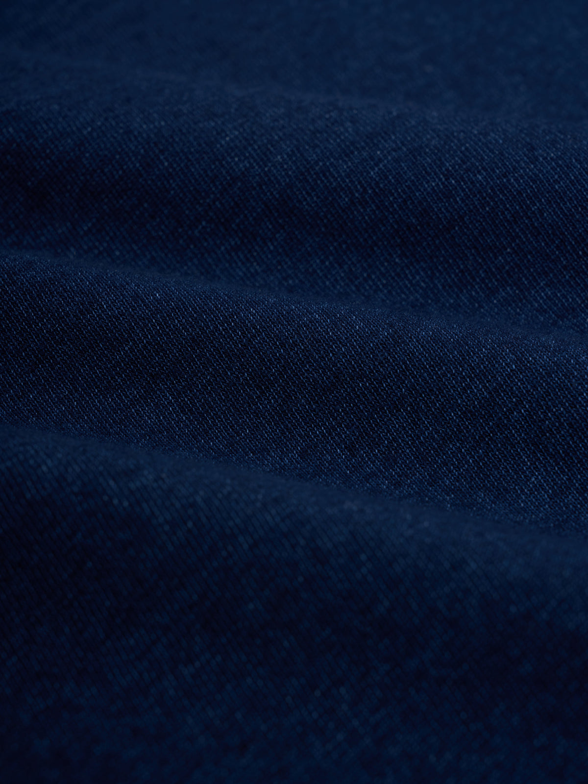 Long-Sleeve Cotton Polo Shirt with Indigo Dye and Contrast Stitching, Curved Hem
