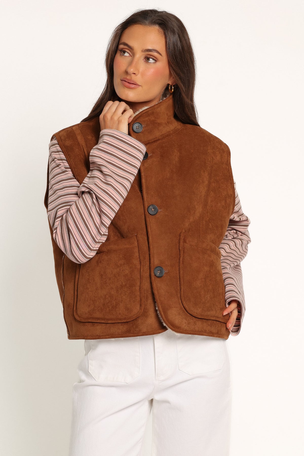 OUTERWEAR Carrie Sherling Vest - Camel