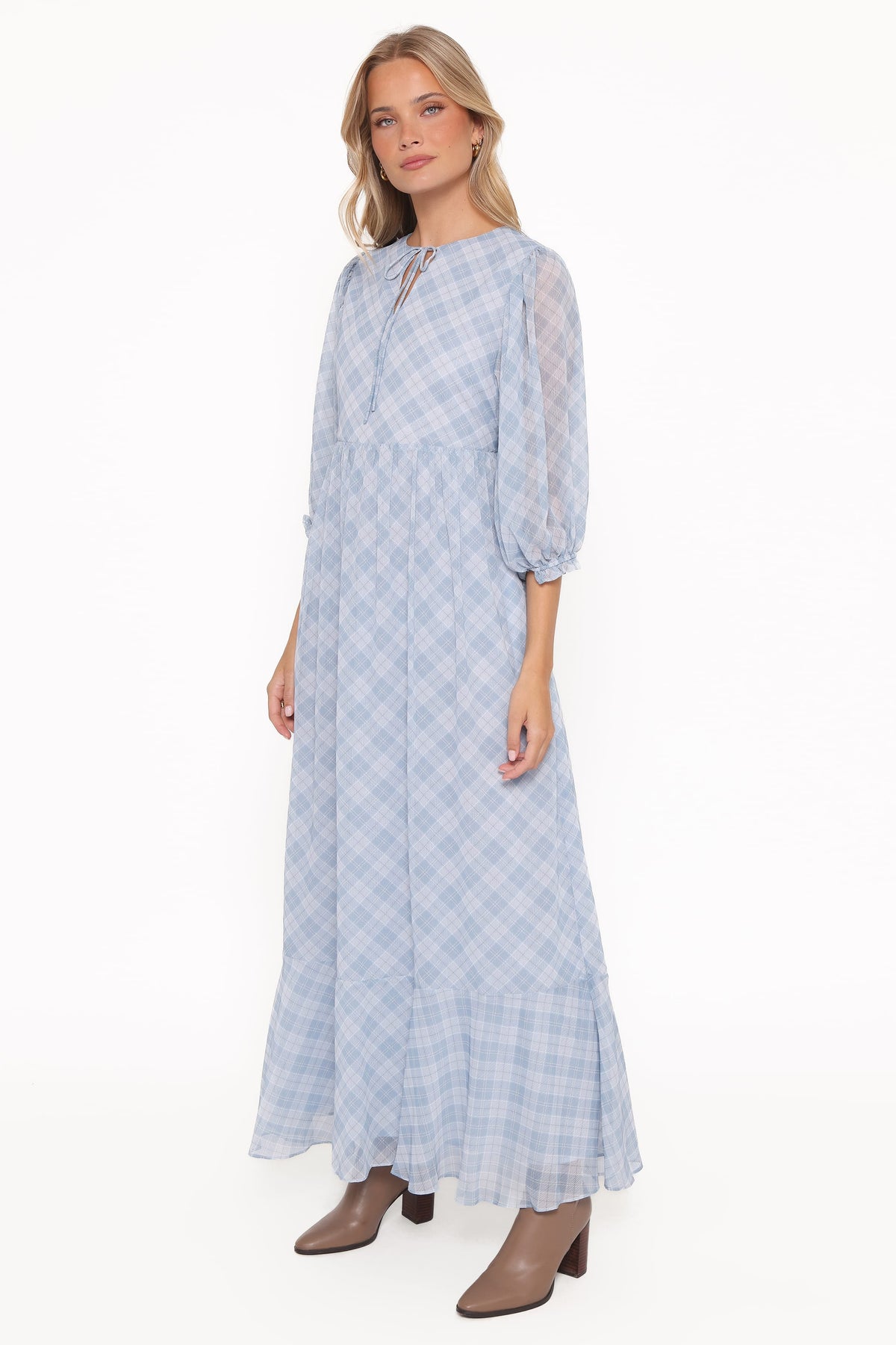Petal and Pup USA DRESSES Cassina Maxi Dress - Blue Plaid