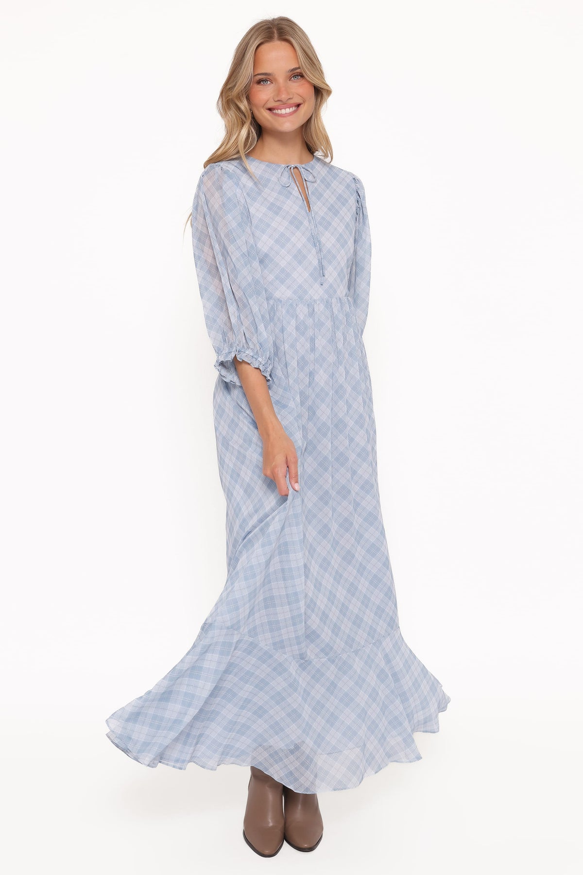 Petal and Pup USA DRESSES Cassina Maxi Dress - Blue Plaid