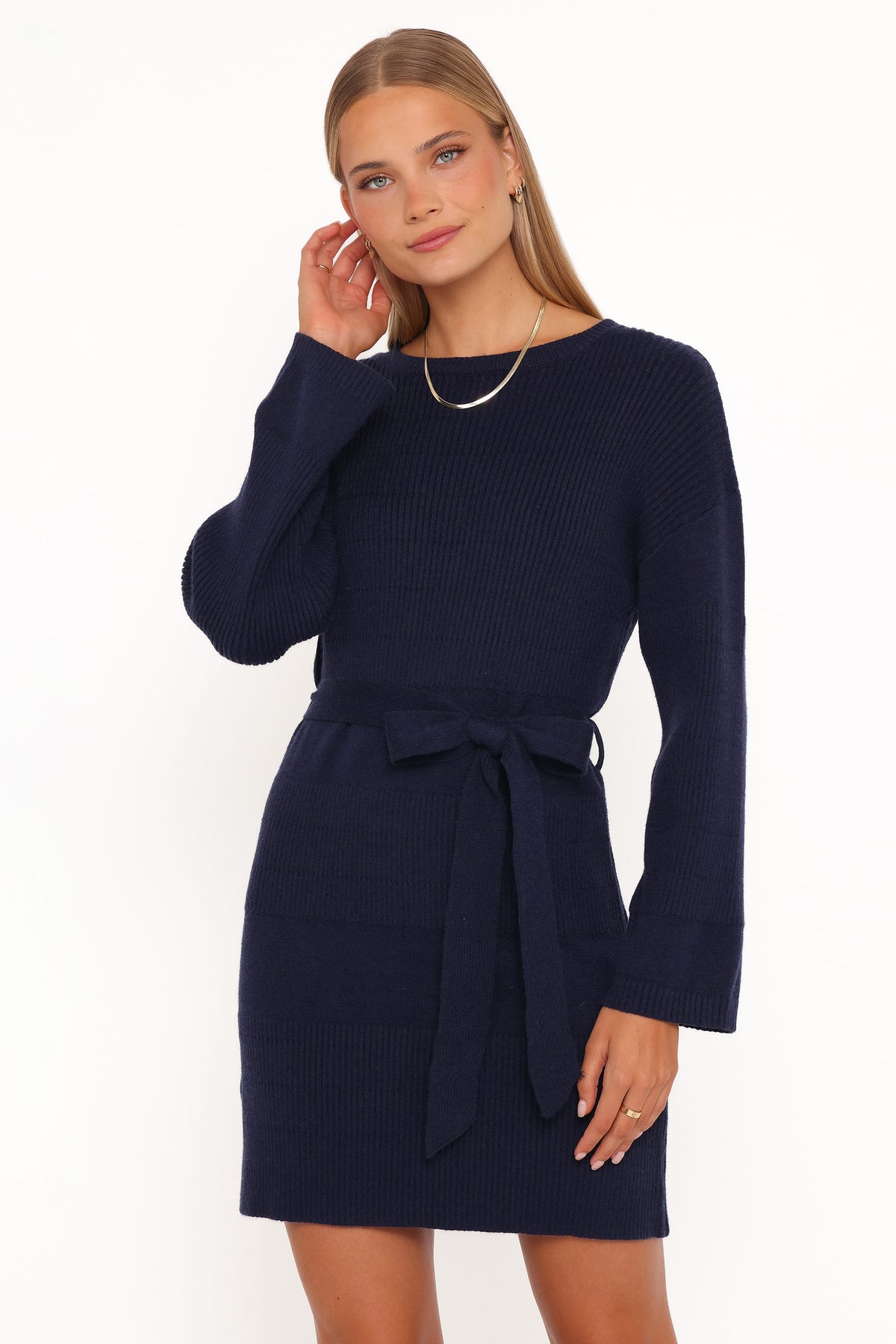 Petal and Pup USA DRESSES Lucca Mini Sweater Dress - Navy