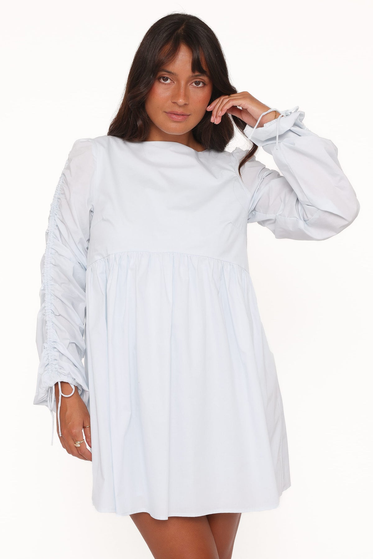 Petal and Pup USA DRESSES Micaela Long Sleeve Mini Dress - Baby Blue