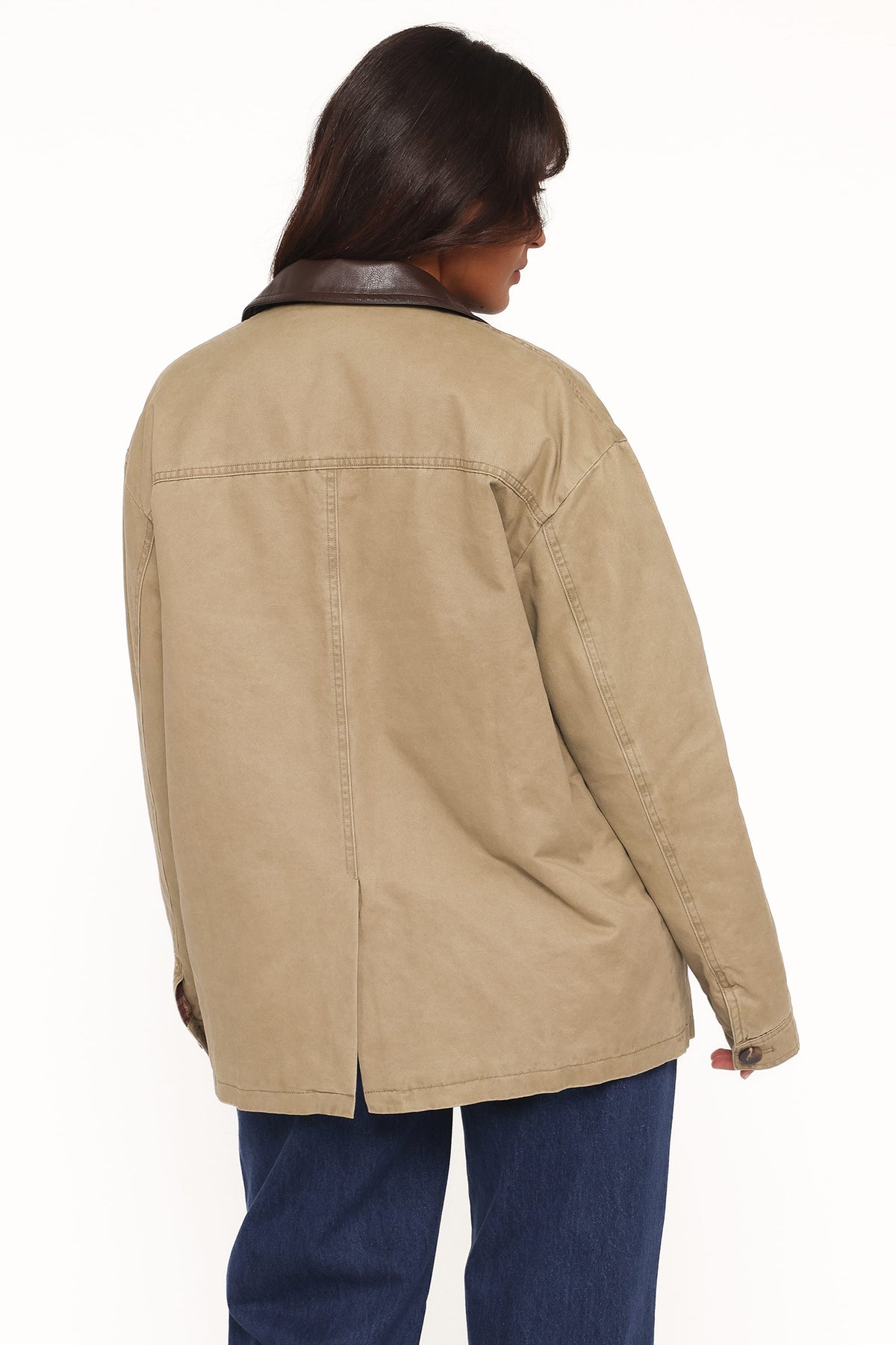 Petal and Pup USA OUTERWEAR Elliot Contrast Collar Barn Jacket - Khaki