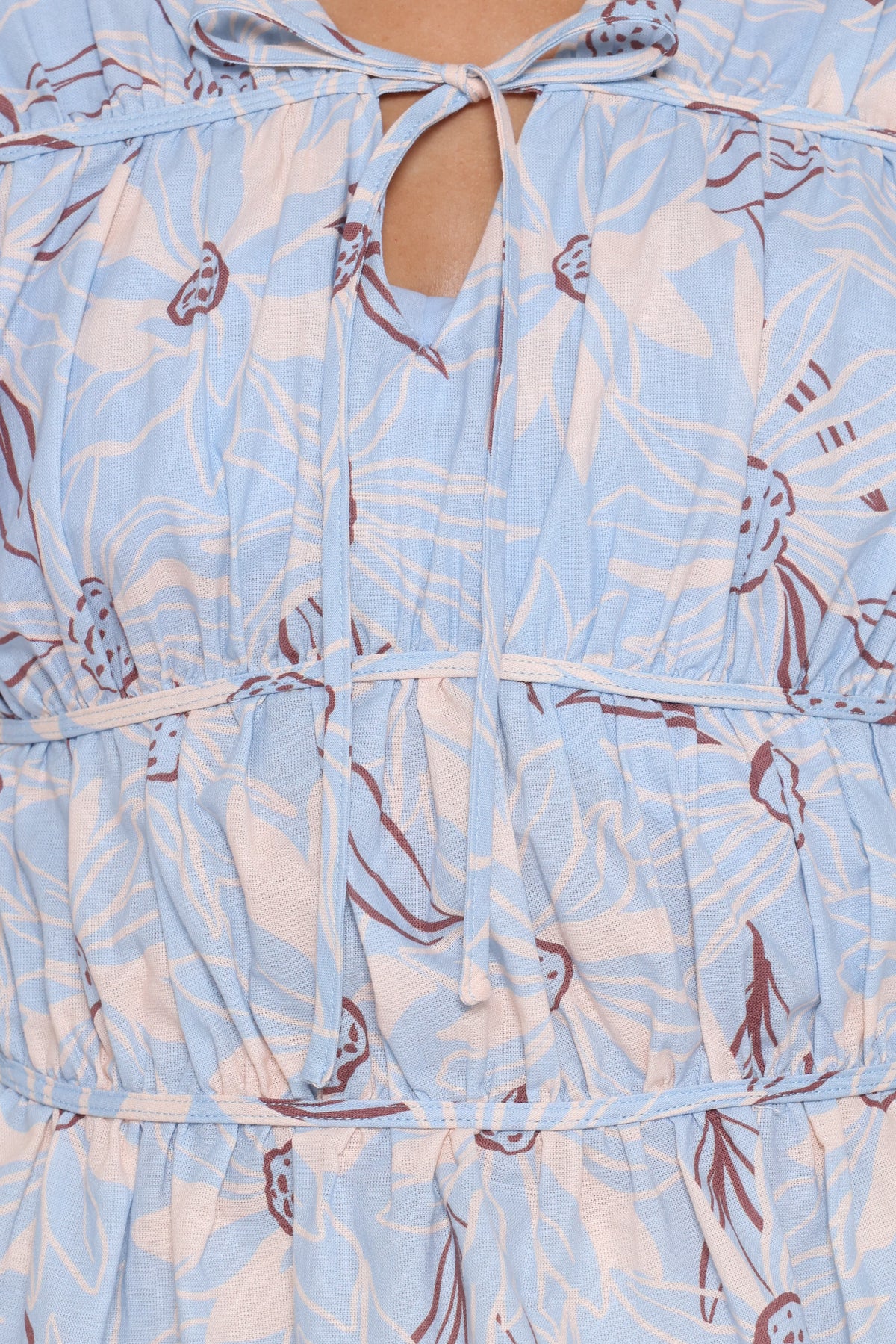 Petal and Pup USA TOPS Germaine Ruched Top - Blue Flannel Floral