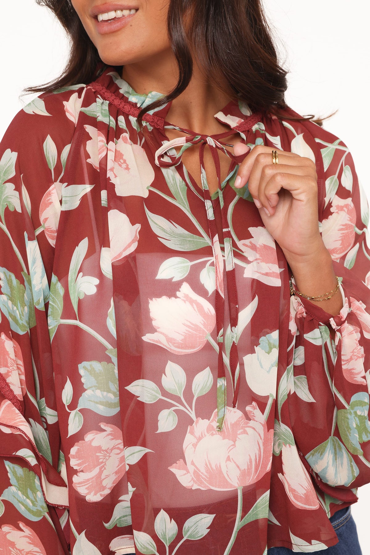 Petal and Pup USA TOPS Hesper Ruffle Top - Red Tulip Floral