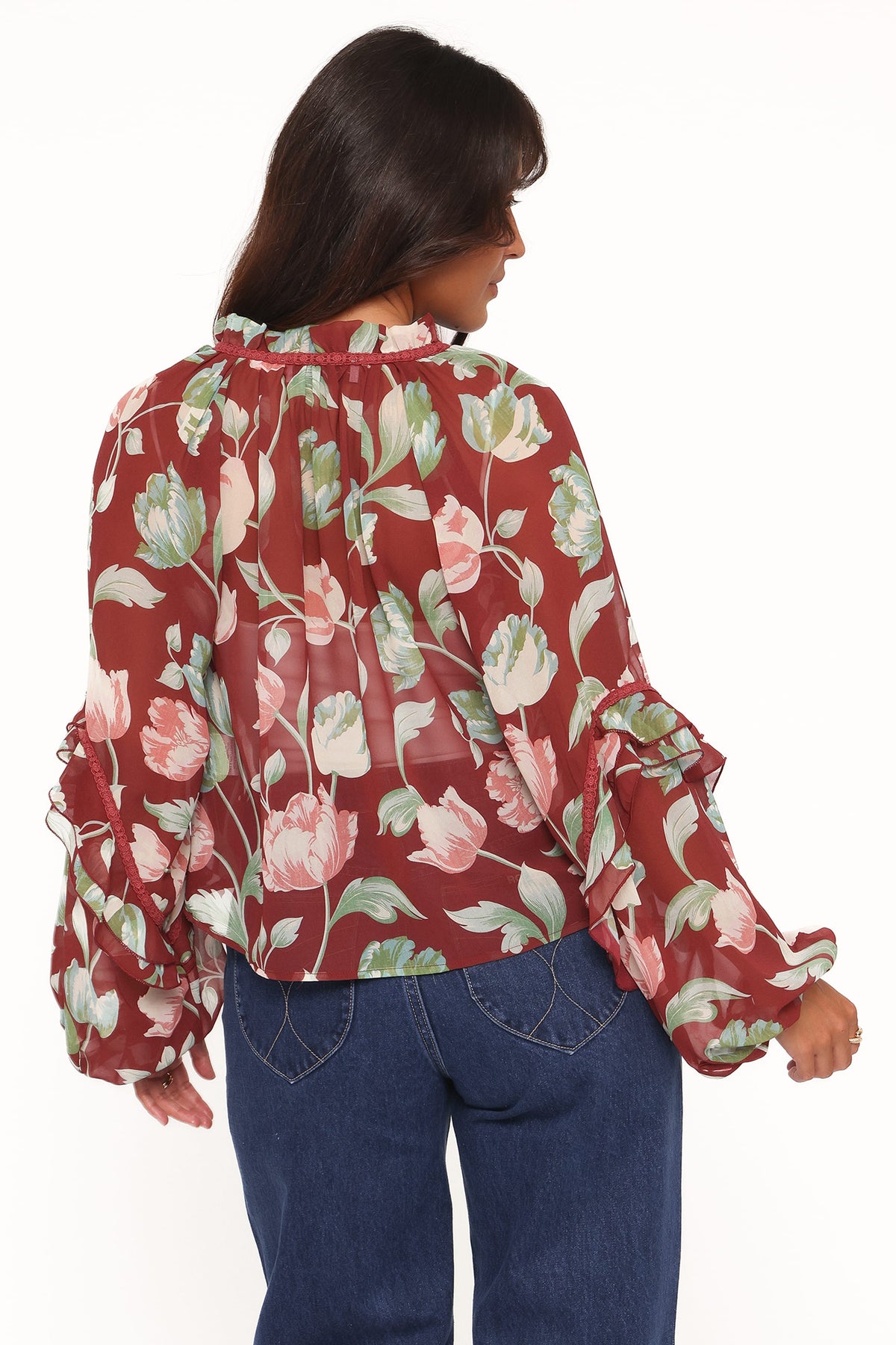 Petal and Pup USA TOPS Hesper Ruffle Top - Red Tulip Floral
