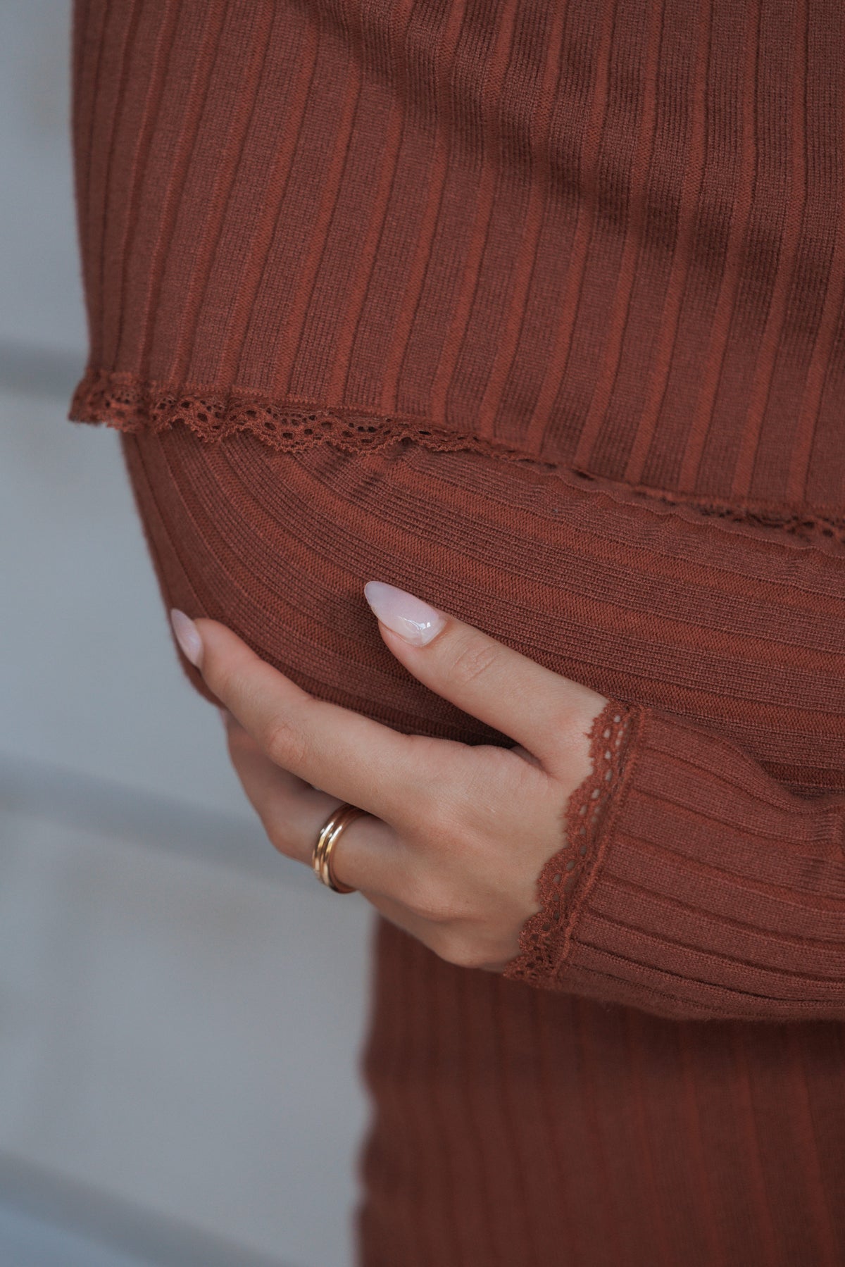 Petal and Pup USA TOPS Sirmione Off Shoulder Pointelle Top - Burgundy