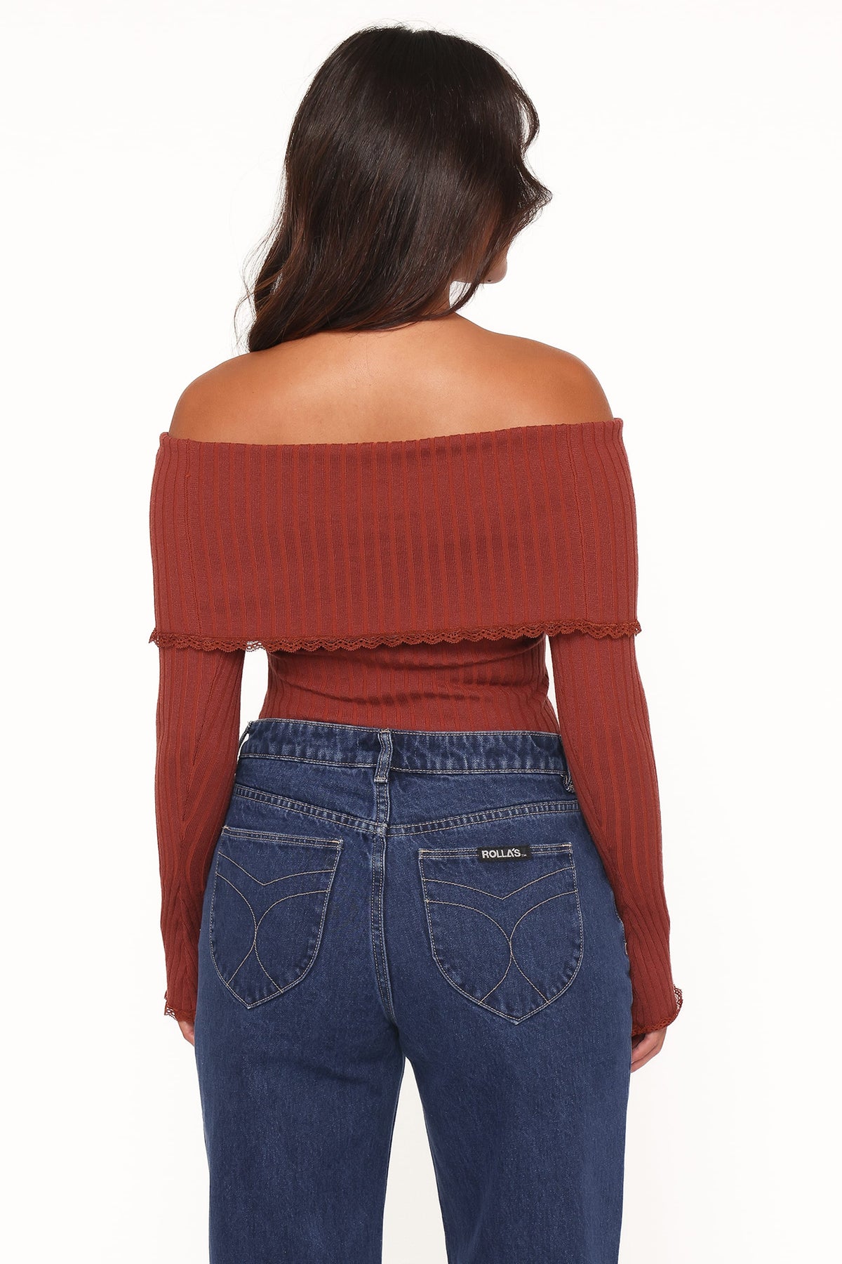 Petal and Pup USA TOPS Sirmione Off Shoulder Pointelle Top - Burgundy