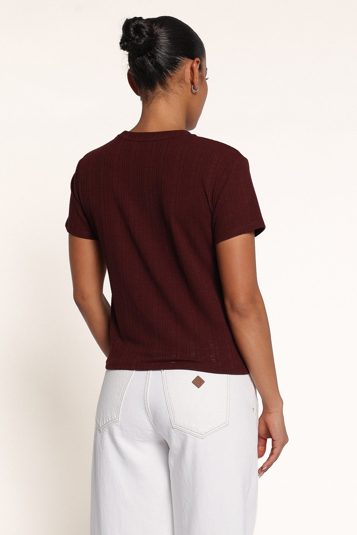 TOPS Desoray Textured Baby Tee - Burgundy