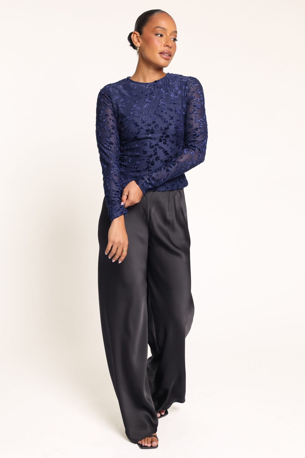 TOPS Ellison Top - Navy Burnout Velvet